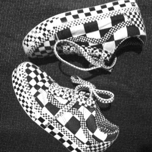 Boys size 4 black & white checkered Vans